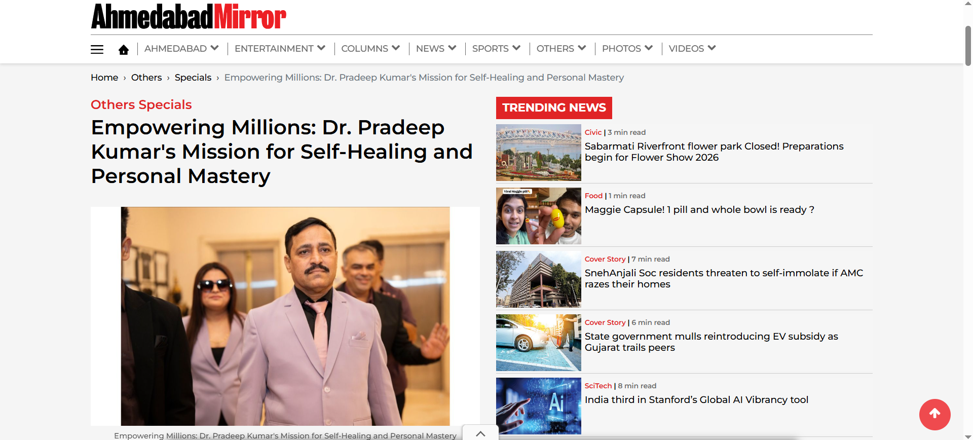 Ahmedabad Mirror - Dr Pradeep Kumar